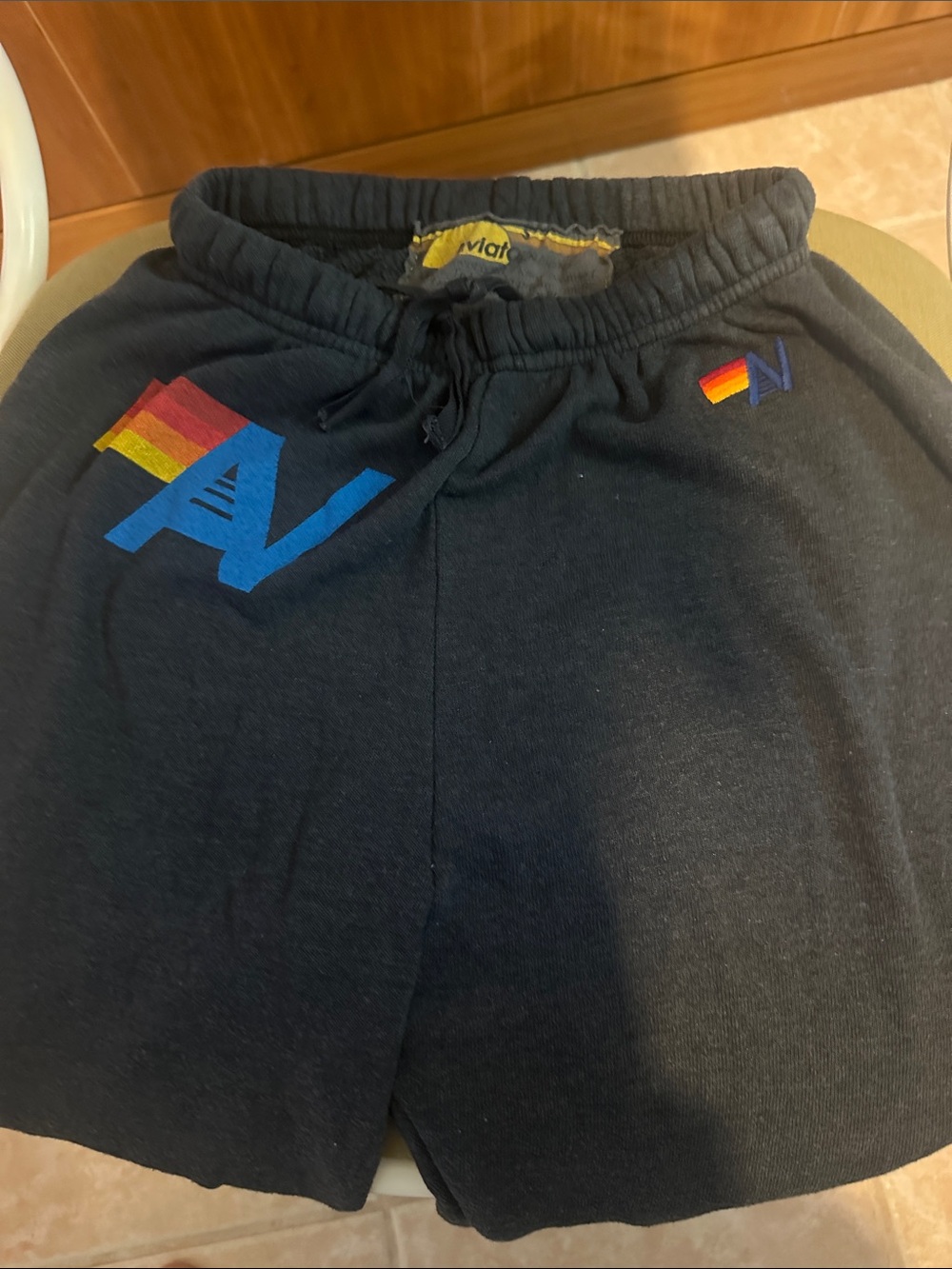 Aviator Nation Women’s Small Navy Blue Sweat Pants with Rainbow Logo